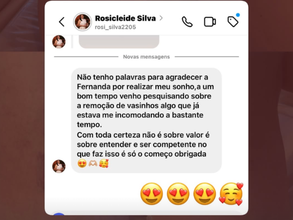 Feedback de paciente da Dra. Fernanda