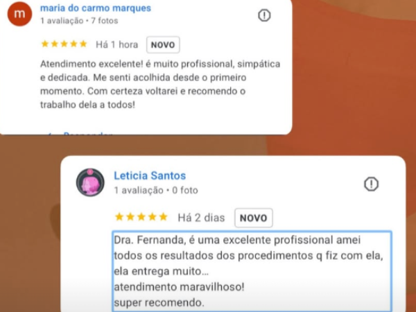 Feedback de paciente da Dra. Fernanda